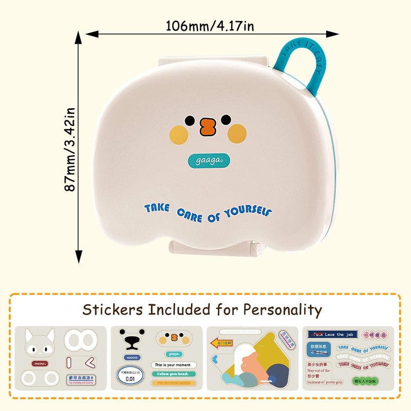 2Pcs DIY Travel Mini Pill Organizer, 7 Compartments Pill Box