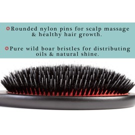 Premium German Brush for Women – Pure Wild Boar Bristles & Rounded Nylon Pins for Smoothing Medium to Thick Hair, Handmade in Germany – Medium Size