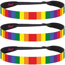 Hipsy Adjustable No Slip Color Block Rainbow Headband Hair Band 3-Pack