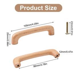MOROBOR Wooden Cabinet Handles Solid Wooden Drawer Pull 96mm Hole Centers U-Shaped Cabinet Hardware Pull for Bedroom Bathroom Kitchen Cabinets Door- 10 Pack