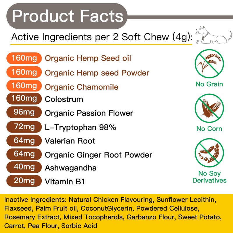 Penkyer Advanced Calming Chews for Dogs, Dog Calming Chews -