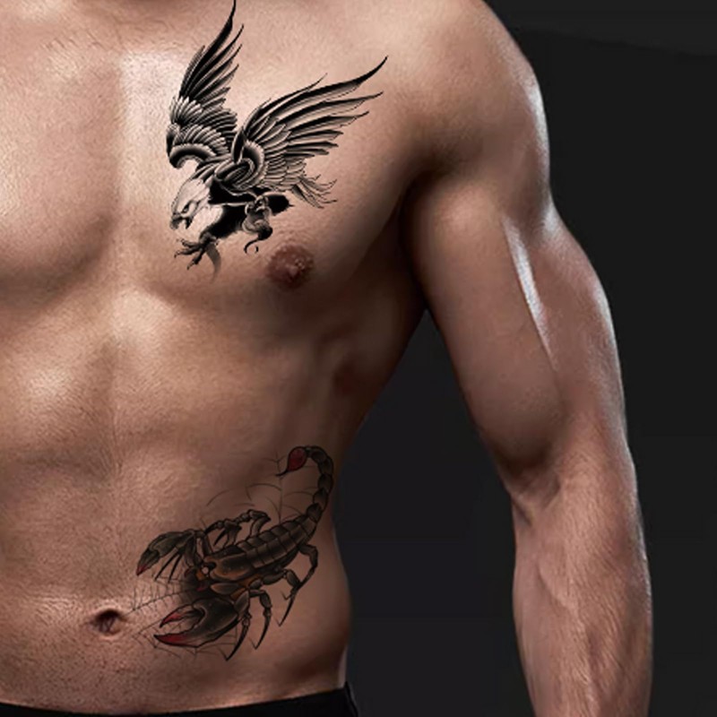 Nirbffo Black Scorpion Eagle Dragon Tiger Temporary Tattoo Rose for