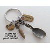 Bronze Serving Spoon Charm Keychain with Carrot, Apple, and Thank
