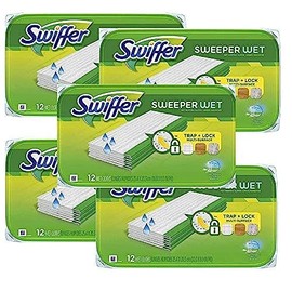 Swiffer Sweeper Wet Mopping Pad Refills for Floor Mop Open Window Fresh Scent 12 Count - 5 Pack