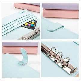 TOOLSTAR A5 PU Leather Refillable Notebook Cover Replace Binder Rings Journal Notepad Case with Business Card Pocket,Writing Journal Cover - Pink 17.5x23cm