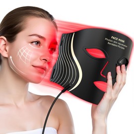 Máscara de terapia de luz roja para cara, 7 colores, máscara facial LED, terapia de luz con control remoto recargable, dispositivo portátil antienvejecimiento y rejuvenecimiento de la piel para uso doméstico o viajes, regalo ideal para mujeres