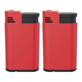 Palio Torcia Single Jet Flame Lighter, Refillable, Adjustable Torch Flame, Wind Resistant, Simple, Functional, Pocket Size, Durable Metal Body, Red, Pack of 2