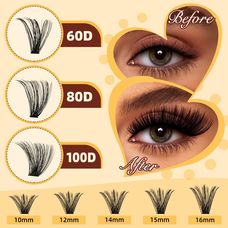 QUEWEL Eyelash Extensions Set, 280 Pieces, Individual Eyelashes, 60 +