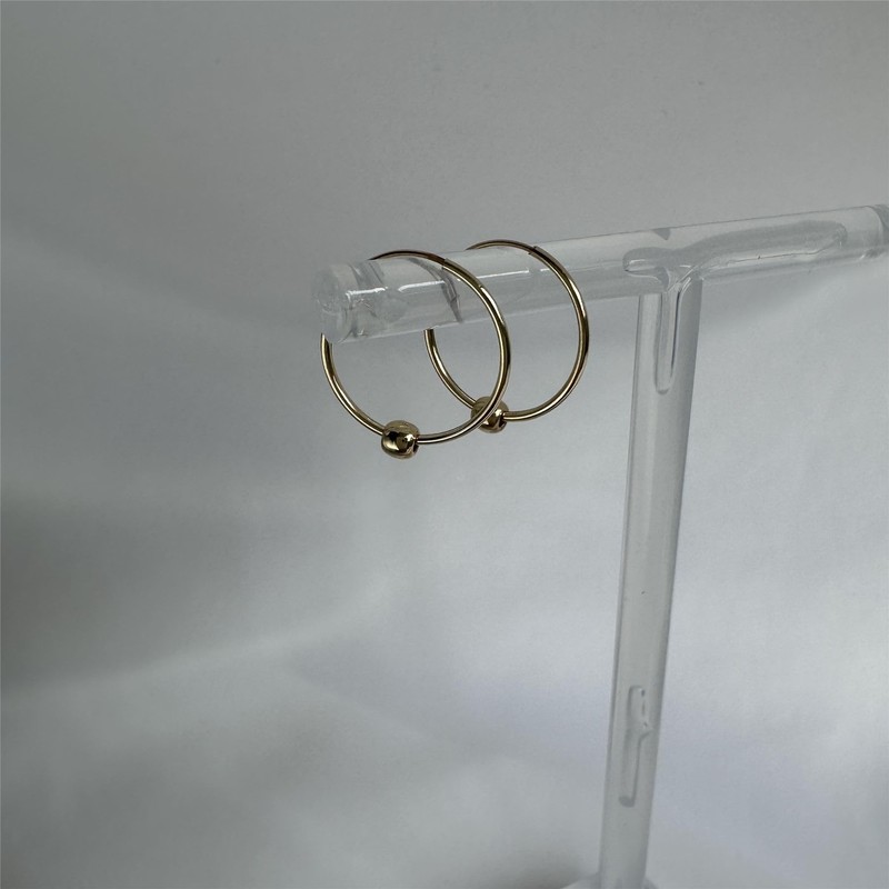 jewellerybox 9ct Yellow Gold Hoop Earrings with 3mm Bead