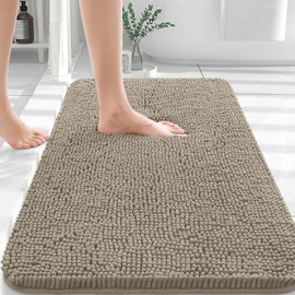 OLANLY Bathroom Rugs 30x20, Extra Soft Absorbent Chenille Bath Rugs, Rubber Backing Quick Dry, Machine Washable Bath Mats for Bathroom Floor, Tub and Shower, Home Decor Accessories, Warm Taupe