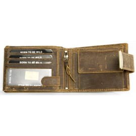 Men's hunter style strong genuine leather wallet with a scorpion