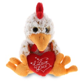 DolliBu I Love You Sitting Rooster Plush - Cute Stuffed Animal with Heart and with Name Personalization for Valentines, Anniversary, Romantic Date, Gift - 6.5 Inches