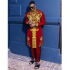 Mens African 2 Piece Set Zipper Nigerian Dashiki Metallic Shirt