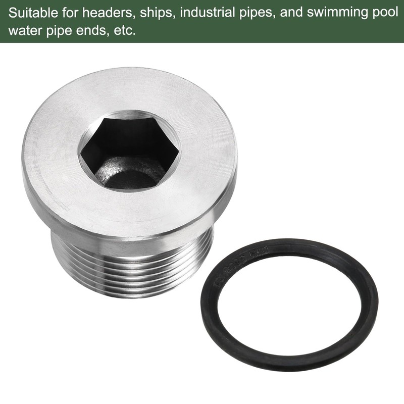 YOKIVE M24 x 1.5 Stainless Steel Pipe Plug, Internal Hex