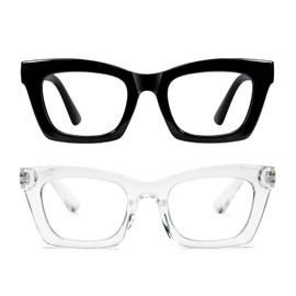 Hubeye Oprah Style Reading Glasses for Women Men Blue Light Blocking Computer Square Readers with Spring Hinge and Glasses pouch 2.25