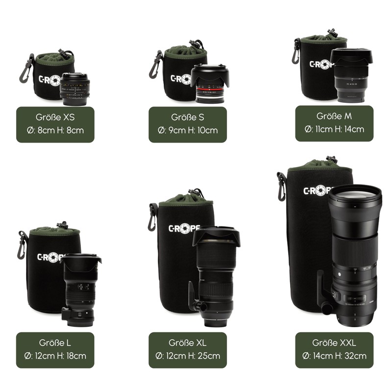 C-Rope Neoprene Lens Pouch with Fleece Lining, Lens Case for