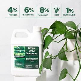 Liquid Plant Food All Purpose- House Plant Fertilizer- Liquid Fertilizer for Indoor Plants & Vegetable Garden- Concentrated Plant Nutrients - Green, Growth - Simple Grow Solutions- 32 Ounce