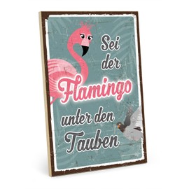 TypeStoff Wooden Sign with Saying - Flamingo - Vintage Look with Quote as Gift and Decoration on Different Theme - HS-00793
