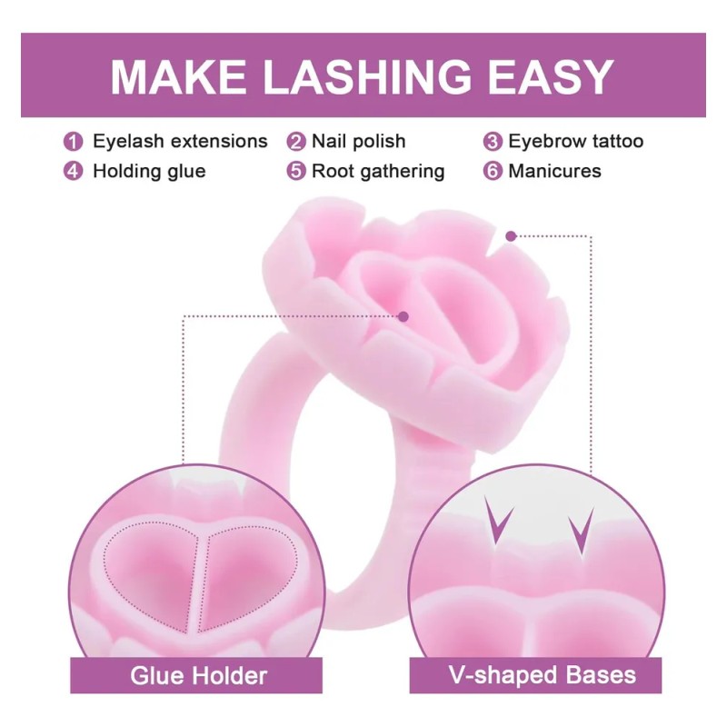 Anillos De Pegamento Para Extensin De Pestaas,100 Anillos Rosa