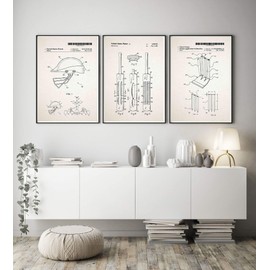 Wallbuddy Cricket Invention Posters Set of 3 Cricket Prints Cricket Gift (Unframed) (8 x 10)