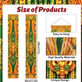Inisajace Happy Ganesh Chaturthi Decoration - 2PCS Ganesh Chaturthi Door Decorations Sign for Porch, Hindu Ganesha Indian Party Backdrop Banner Supplies Decor for Home Office (70.9 X 11.8 Inch)