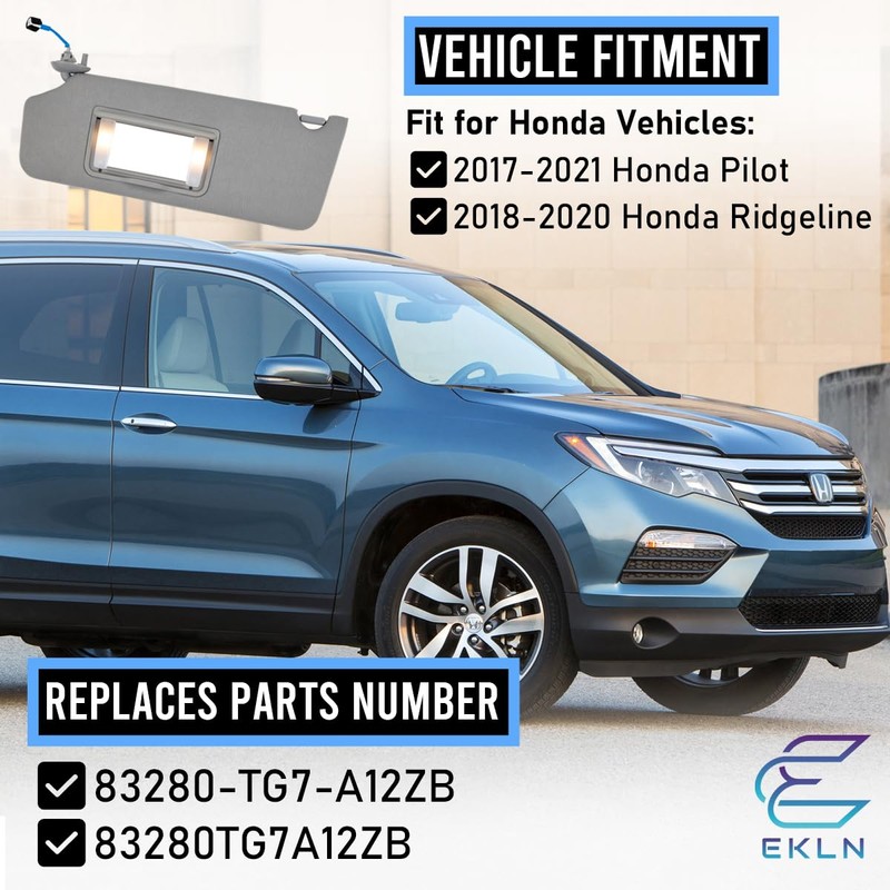 EKLN Sun Visor Left Driver Side LH with Mirror and