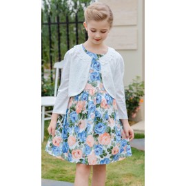 SMILING PINKER Little Girls' Long Sleeve Lace Bolero Cardigan Shrug(4-5T,Ivory)