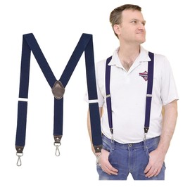 JNF Tirantes ajustables para hombre con correas elásticas y espalda en Y, duraderos, con clips fuertes, marino, Ajustable