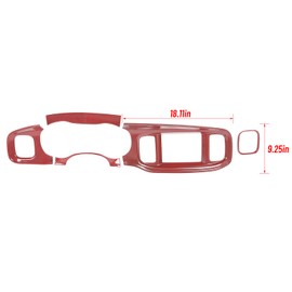 Hoolcar Interior 8.4 Inch Screen Center Console Dashboard Trim for 2015-2020 Dodge Charger, Red Carbon Fiber