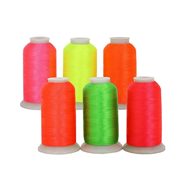 Neon Colors Polyester Embroidery Thread 6 Spool Set - Threadart