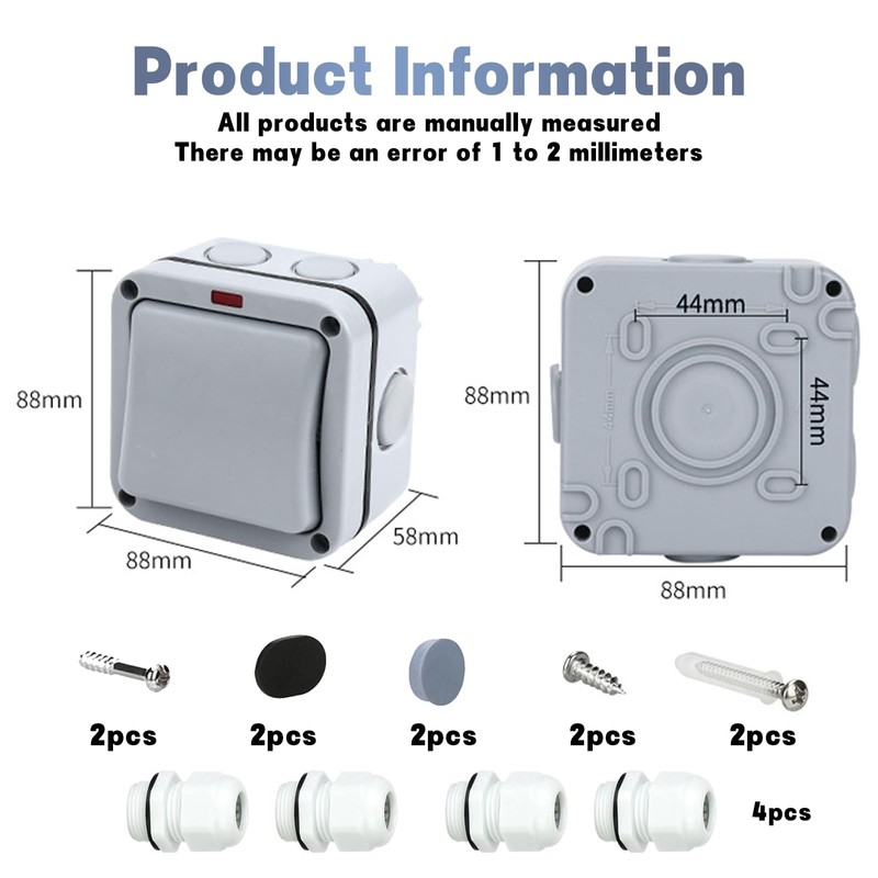 Universal Switch Weatherproof Switch Light Switch, Sporgo 20A IP66 Waterproof