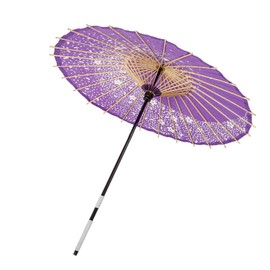THY COLLECTIBLES Classic Chinese Art Asian Style 33" Paper Parasol Umbrella with Long Handle for Wedding Parties, Photography, Costumes, Decoration, Events - Floral Print (Purple)