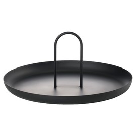 Zone Denmark Singles 30cm Diameter Round Tray with Handle Black Matt Painted Metal