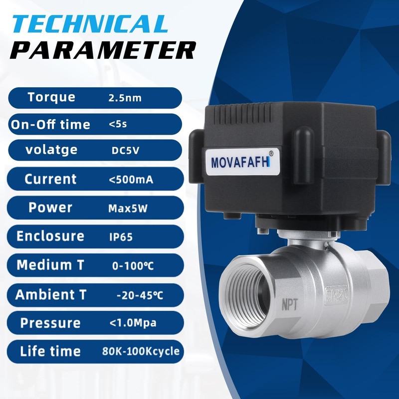 movafaFH 1/2" WiFi Motorized Ball Valve - Smart Water Timer