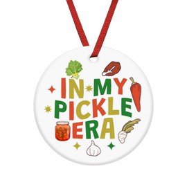 Pickle Gifts for Pickle Lovers Women Men Ceramic Ornament Christmas Tree Decorations Pickles Themed Gifts for Women Men Kids Teen Birthday Gift for Pickles Lover Christmas Ceramic Keepsake Presents