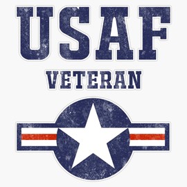 HOF Trading Air Force USAF Veteran Vinyl Sticker Waterproof Decal Laptop Wall Window Bumper Sticker 5"