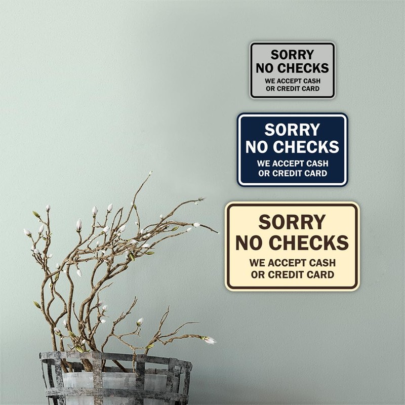 Classic Framed Sorry No Checks We Accept Cash or Credit