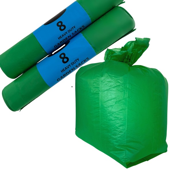 16 Garden Waste Bags Heavy Duty. 100 Litre Green Garden