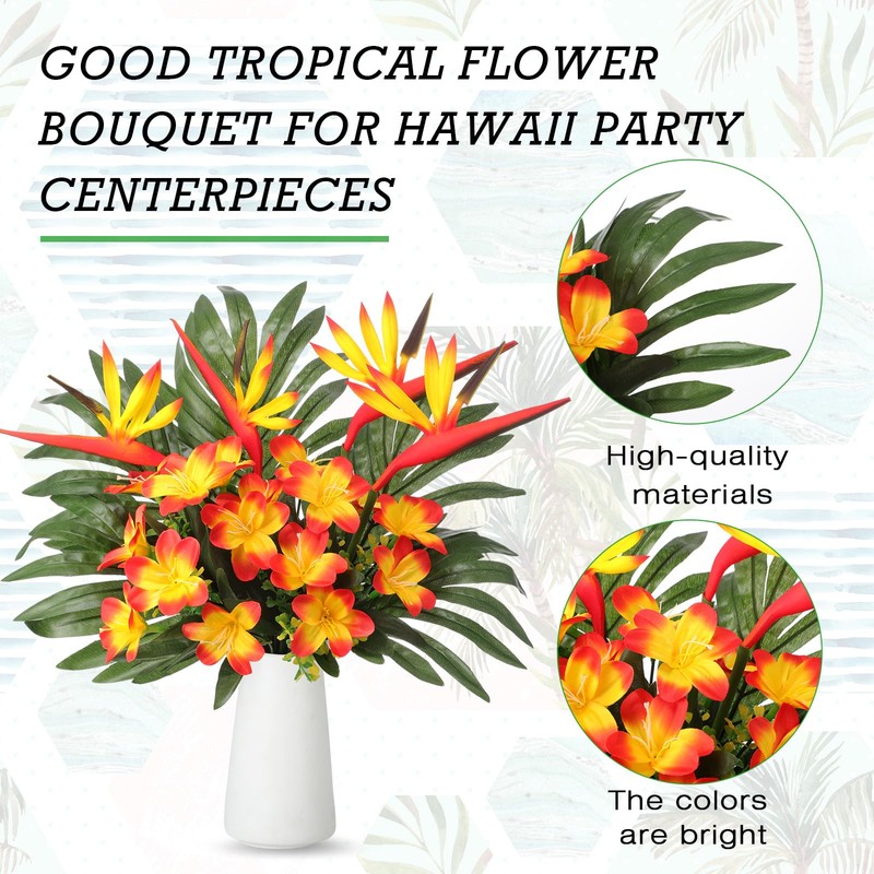 Hotop 8 Set/ 32 Pcs Artificial Tropical Flower Bouquets Bulk