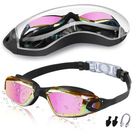 wiipara Swimming Goggles Unisex for Adults, Diving Goggles for Men and Women, Professional Swimming Goggles with UV Protection, Anti-Fog, Anti-Leak, Clear Vision, Swimming Goggles with Soft Nose