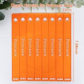 Puocaon Polymer Clay Depth Guides - 8 Pcs Thickness Depth Guide for Polymer Clay Jewelry, Polymer Clay Rolling Tools for Earrings, Roller Depth Guides, Acrylic Polymer Clay Tools for Jewellery