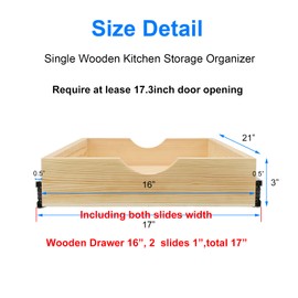 Sawjut Pull Out Cabinet Organizer, Slide Out Wood Drawer Shelf, Pull Out Shelves for Base Cabinet Kitchen Pantry Bathroom (17" W x 21" D)