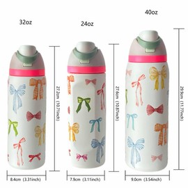 Bow Pattern Stainless Steel Vacuum Flask, 1 Count Portable Insulated Water Bottle with Straw, Summer Cool Bottle Drinking Cup for Home Office School Outdoor Camping, Insulation Drinkware, Thermal Flask:_32OZ_Variety Bow - White Cup