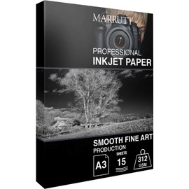 Marrutt 312gsm Smooth Fine Art Production Inkjet Photo Paper - A3, 15 Sheets