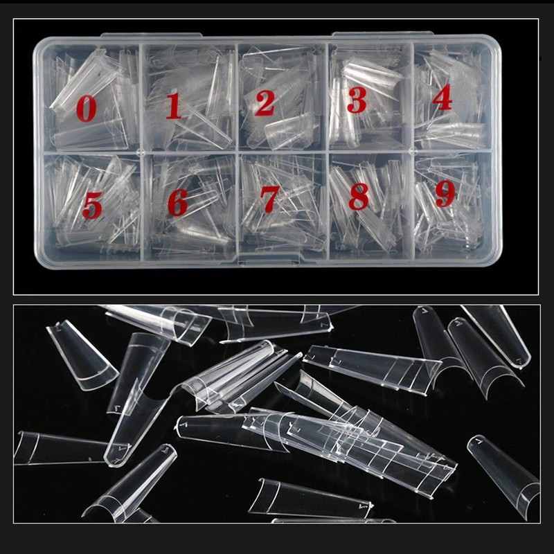 500 Pcs Natural False Nails, Long Coffin Nails Clear Coffin