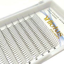 Pro Made Volume Fans 2d Lash Extension 0.1mm Thickness Russian Short Stem Natural Soft 8-15mm Pestañas 2D Extensiones (2D-0.10-D-12mm)