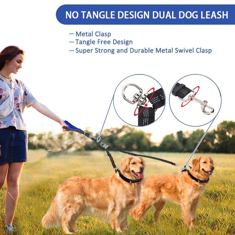 Corooci 2 Dog Leash, No Tangle 360° Swivel Rotation Heavy