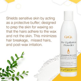 GiGi Pre-Epilation Waxing Powder for Hair Removal, Moisture-Absorbing Pre Wax Powder, 4.5 oz