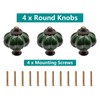 Seimneire 4pcs Dark Green Pumpkin Knobs, Vintage Ceramic Cabinet Knobs,