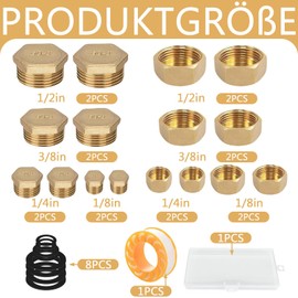 Set of 26 Blanking Plugs Water Pipe, Blanking Plugs 1/2 Inch and Blanking Plugs 3/4 Inch etc., High Quality Sealing Plugs, Sealing Cap Can Be Used in Gardens, Bathrooms, Kitchens etc. (Yellow)